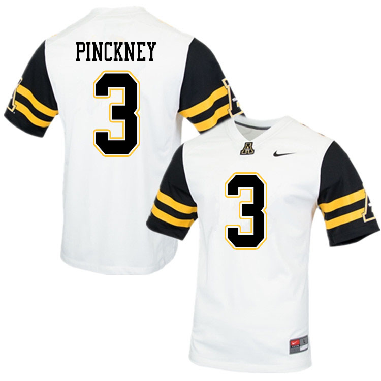 Men #3 Jacoby Pinckney Appalachian State Mountaineers College Football Jerseys Sale-White